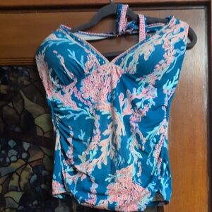 Lilly Pulitzer Blue and Pink Swim Top